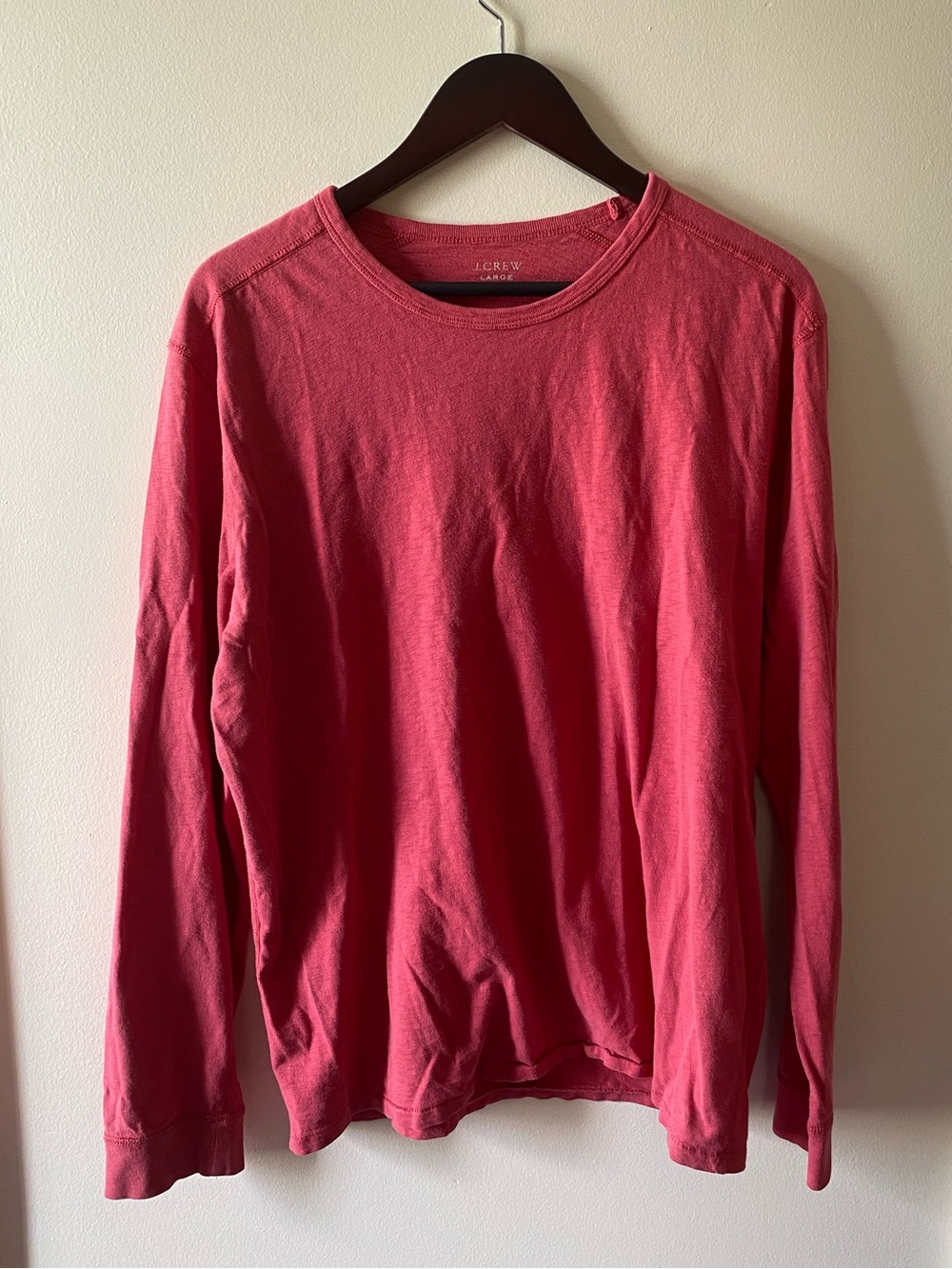 J.CREW Men's Casual Long Sleeve Pullover Shirt Red Size Large